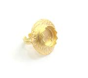 Adjustable Hammered Ring Blank, (15mm blank )  Gold Plated Brass G6074