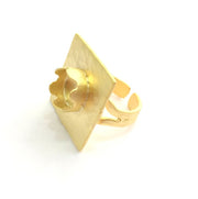 Adjustable Hammered Ring Blank, (10mm blank )  Gold Plated Brass G6075