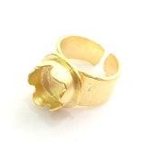 Adjustable Hammered Ring Blank, (10mm blank )  Gold Plated Brass G6076