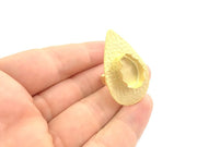 Adjustable Hammered Ring Blank, (18x13mm drop blank )  Gold Plated Brass G6077