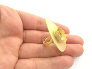 Adjustable Hammered Ring Blank, (18x13mm drop blank )  Gold Plated Brass G6077
