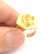 Adjustable Hammered Ring Blank, (10mm blank )  Gold Plated Brass G6078