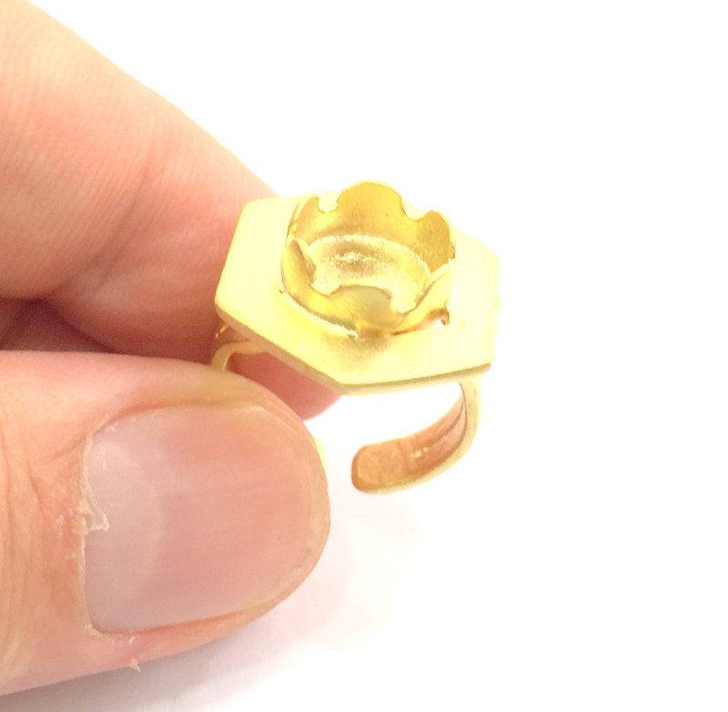 Adjustable Hammered Ring Blank, (10mm blank )  Gold Plated Brass G6078