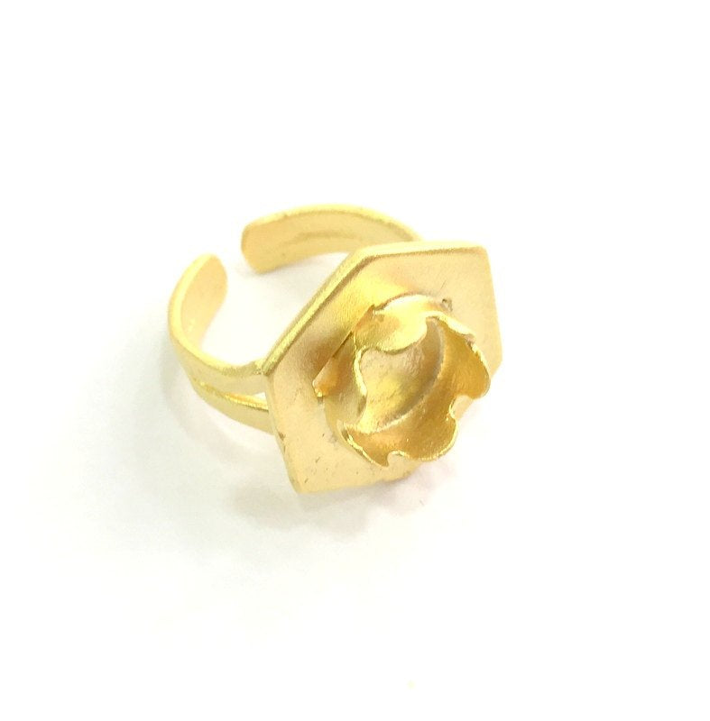 Adjustable Hammered Ring Blank, (10mm blank )  Gold Plated Brass G6078