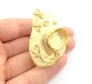 Adjustable Hammered Ring Blank, (20x15mm blank )  Gold Plated Brass G6080