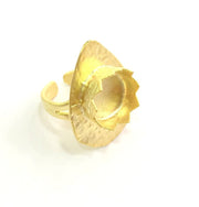 Adjustable Hammered Ring Blank, (12mm blank )  Gold Plated Brass G6082