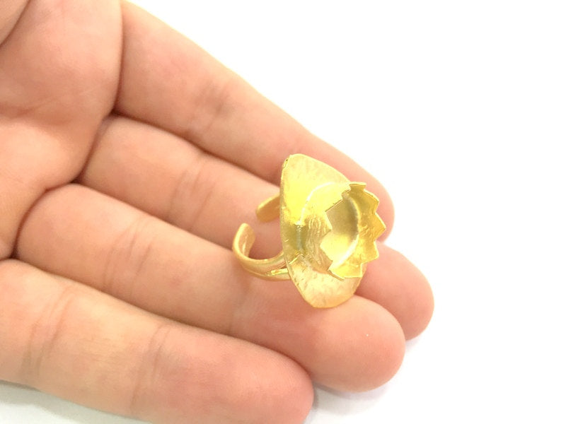 Adjustable Hammered Ring Blank, (12mm blank )  Gold Plated Brass G6082