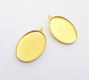 2 Gold Pendant Blank Base Setting Necklace Blank Mountings Gold Plated Brass    ( 25x18 mm blank) G6086
