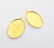 2 Gold Pendant Blank Base Setting Necklace Blank Mountings Gold Plated Brass    ( 25x18 mm blank) G6086
