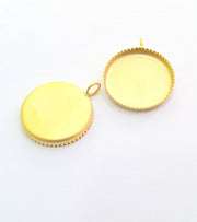 2 Pcs Gold Plated Brass Mountings ,  Blanks   ( 20 mm blank) G6088