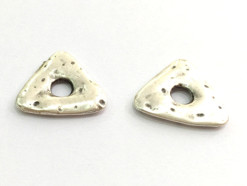 5 Triangle Charms Silver Charms  (20mm) Antique Silver Plated Metal  G5822