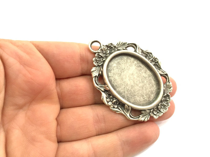 Antique Silver Plated Blank 65x45mm, Mountings  (37x27mm Blank)  G9445