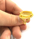 Adjustable Ring Blank, (20x15mm drop blank )  Gold Plated Brass G5380