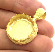 Gold Pendant Blank Base Setting Necklace Blank Mountings Gold Plated Brass    (20mm blank) G5833