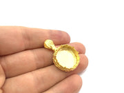 Gold Pendant Blank Base Setting Necklace Blank Mountings Gold Plated Brass    (20mm blank) G5833