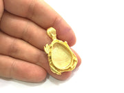 Gold Plated Brass Mountings ,  Blanks   (20x15mm drop blank) G5834