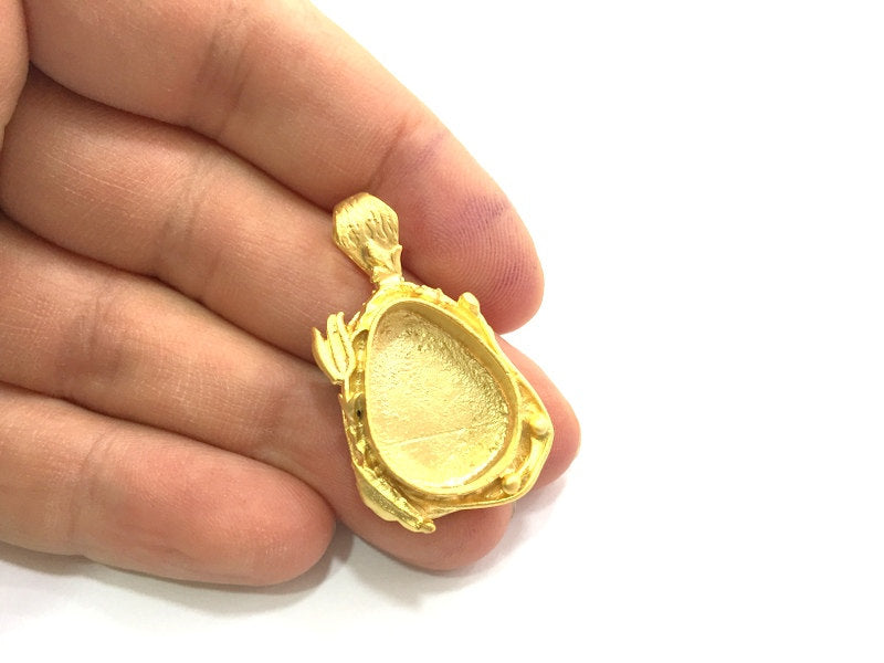 Gold Plated Brass Mountings ,  Blanks   (20x15mm drop blank) G5834