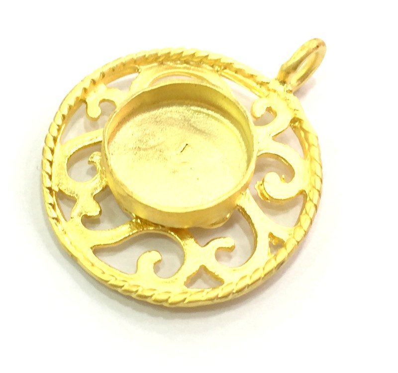 10 pcs Gold Plated Brass Mountings ,  Blanks   (16mm blank) G5837