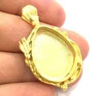 Gold Plated Brass Mountings ,  Blanks   (25x18mm drop blank) G5841
