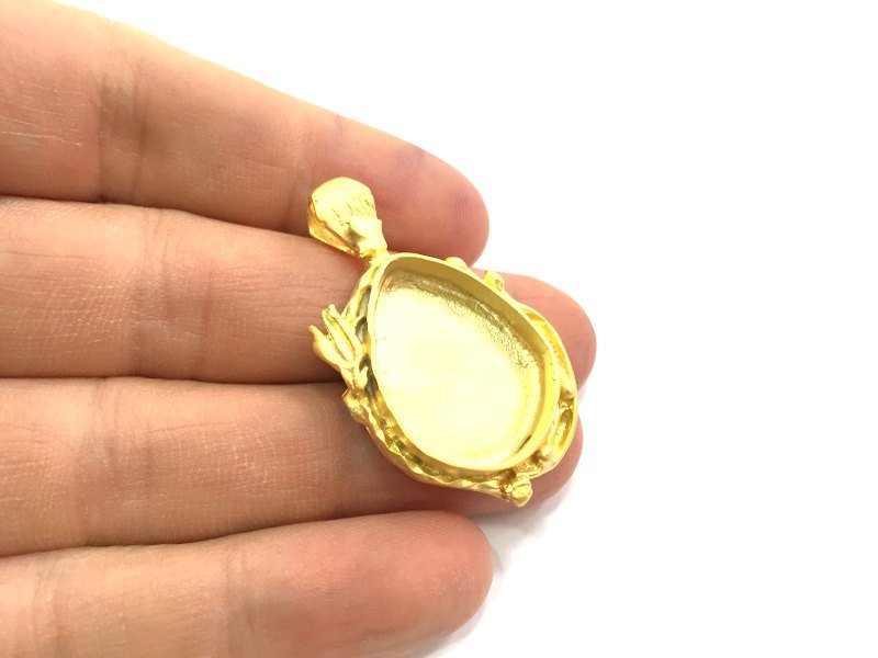 Gold Plated Brass Mountings ,  Blanks   (25x18mm drop blank) G5841