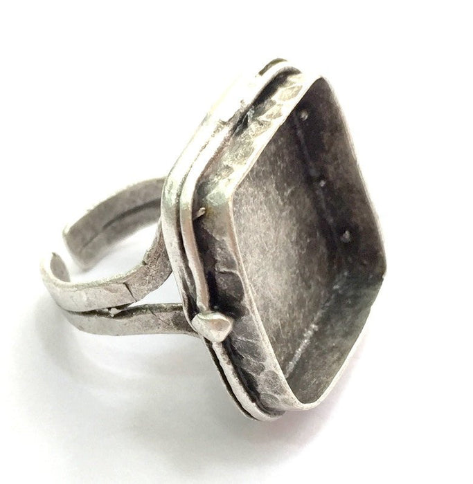 Adjustable Ring Blank, (20mm blank ) Antique Silver Plated Brass G9448