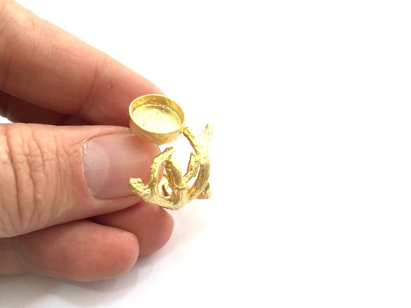 Adjustable Ring Blank, (12mm blank )  Gold Plated Brass G5848