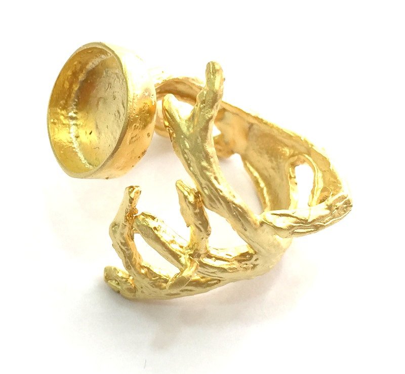 Adjustable Ring Blank, (12mm blank )  Gold Plated Brass G5848