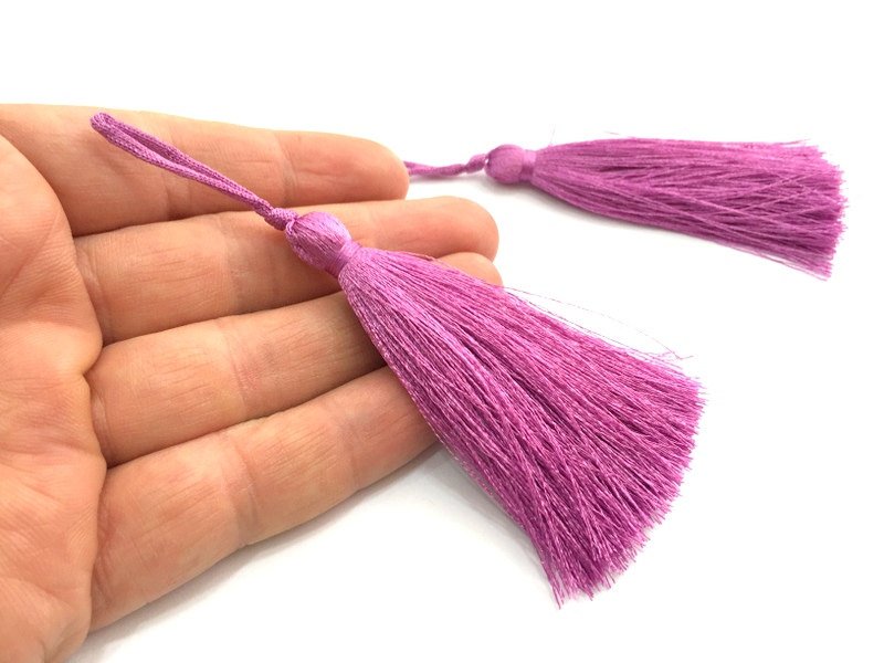 2 pcs (78 mm - 3 inches)  Orchid Pink Tassel ,   G5862