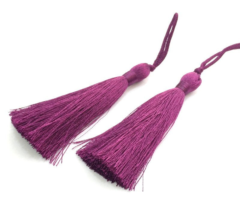 2 pcs (78 mm - 3 inches)  Aubergine  Tassel ,   G5864