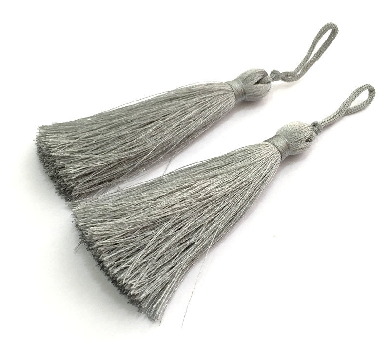 2 Thread Tassel Light Grey  (78 mm - 3 inches)   ,   G5866