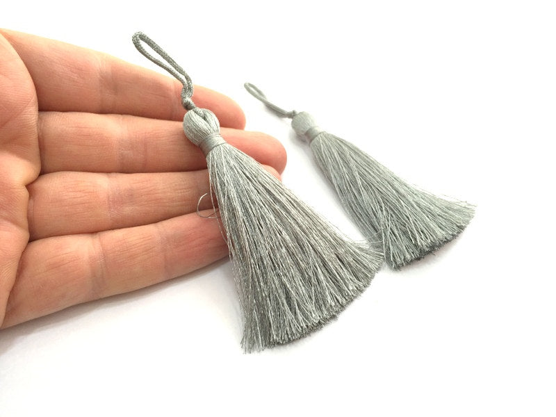 2 Thread Tassel Light Grey  (78 mm - 3 inches)   ,   G5866