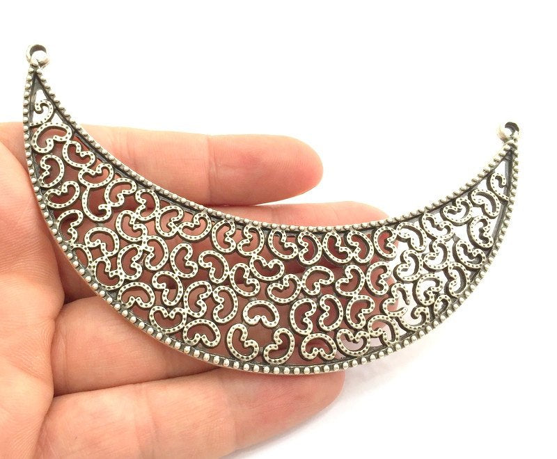 Antique Silver Large Pendants (120x33mm) Antique Silver Plated Metal  G5868