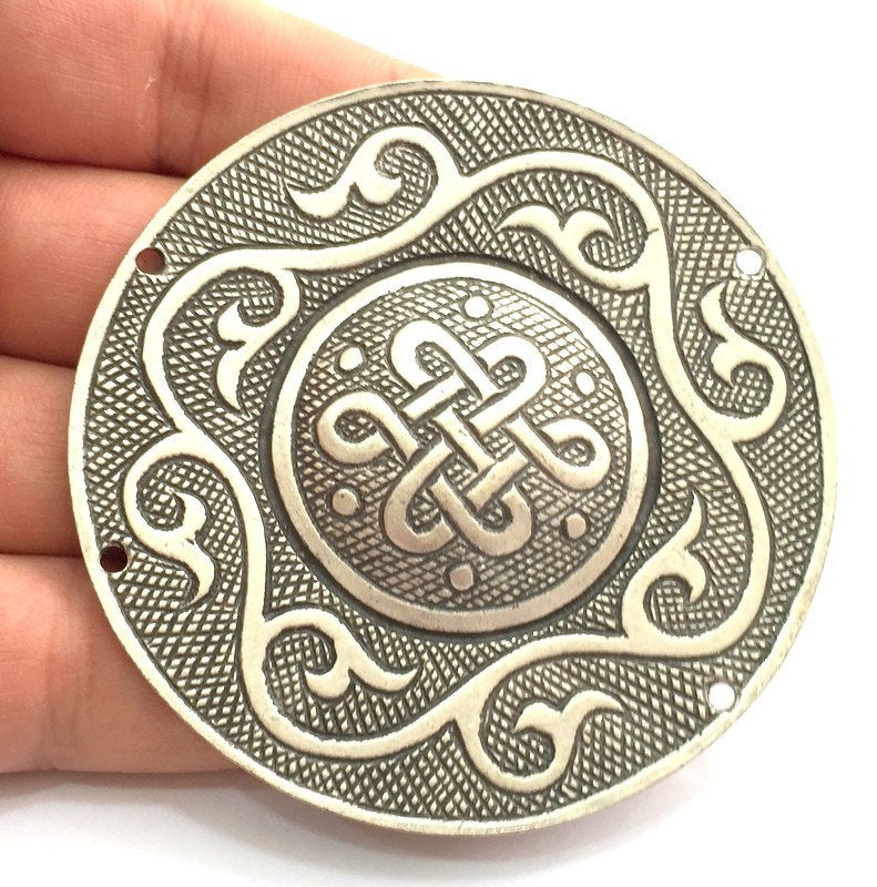 Antique Silver Large Pendants (70mm) Antique Silver Plated Metal  G5869