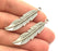 4 Pcs Antique Silver Feather Pendants (45x10mm) Antique Silver Plated Metal  G5870