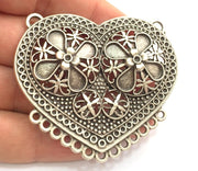 Antique Silver Large Pendants (62x56mm) Antique Silver Plated Metal  G5872