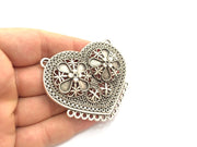 Antique Silver Large Pendants (62x56mm) Antique Silver Plated Metal  G5872