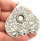 Antique Silver Plated Blank Pendant , Mountings  (65x63mm Blank)  G5874