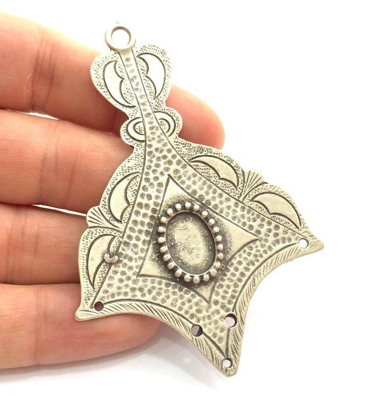 Antique Silver Plated Blank Pendant , Mountings  (14x10mm Blank)  G5877
