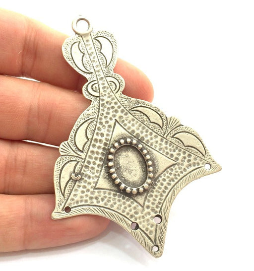 Antique Silver Plated Blank Pendant , Mountings  (14x10mm Blank)  G5877