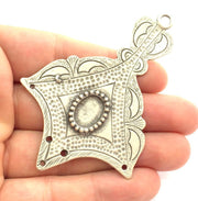 Antique Silver Plated Blank Pendant , Mountings  (14x10mm Blank)  G5877