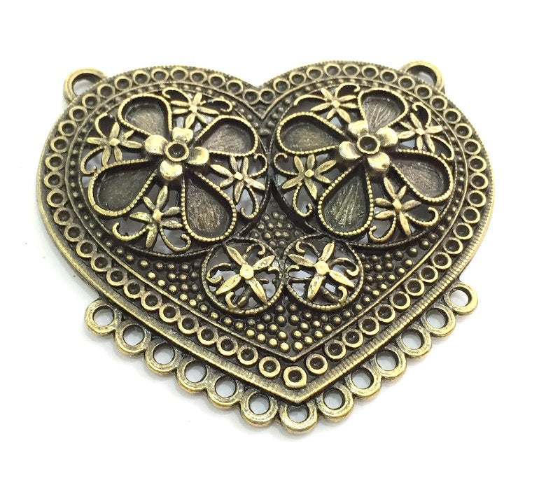 Large Heart Pendant Antique Bronze Pendant (62x56 mm)    G9815