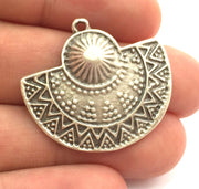 2 Antique Silver African Charms Tribal Charms Ethnic Charms Antique Silver Plated Charms (32x30mm)   G5883