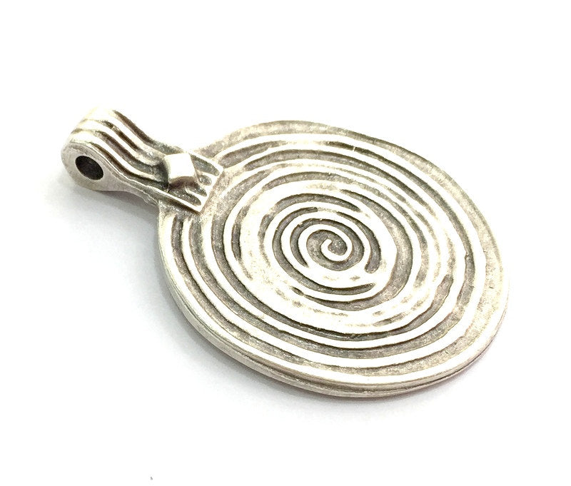 Antique Silver Pendants (44x34mm) Antique Silver Plated Metal  G5884