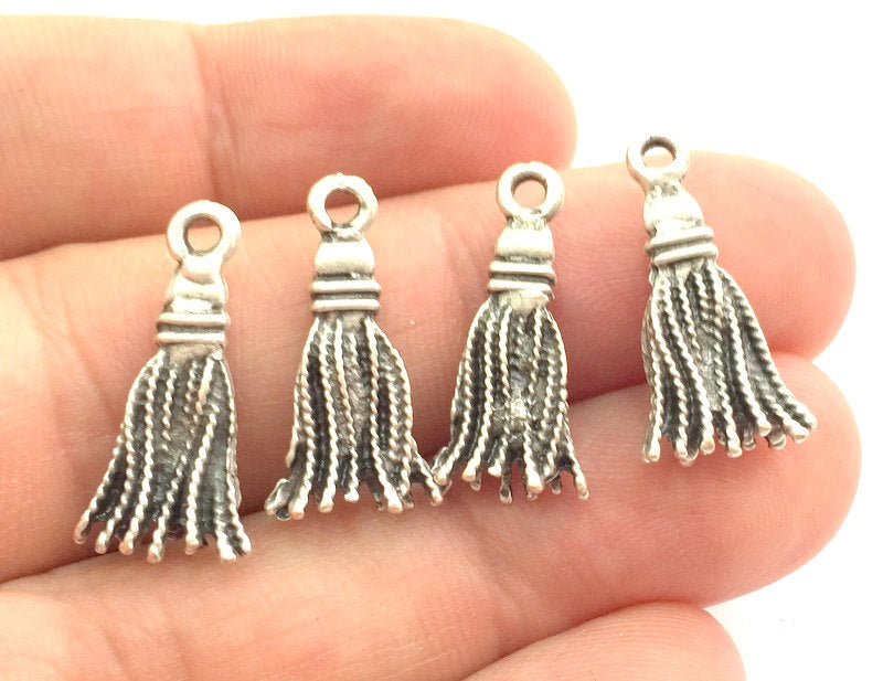 4 Silver Charm Antique Silver Plated Charms (23x12mm)  G5886