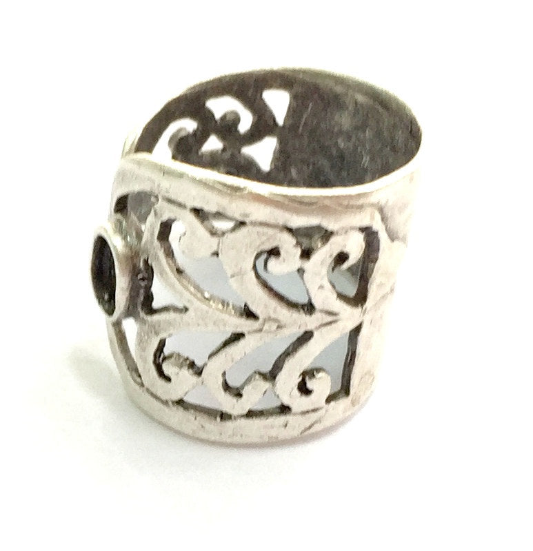 Adjustable Ring Blank, (5x3mm blank ) Antique Silver Plated Brass G5888