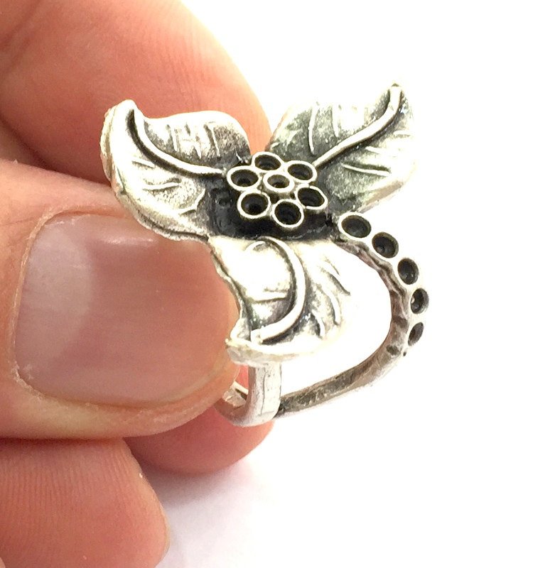 Adjustable Ring Blank, (3mm blank ) Antique Silver Plated Brass G5890