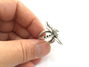 Adjustable Ring Blank, (3mm blank ) Antique Silver Plated Brass G5890