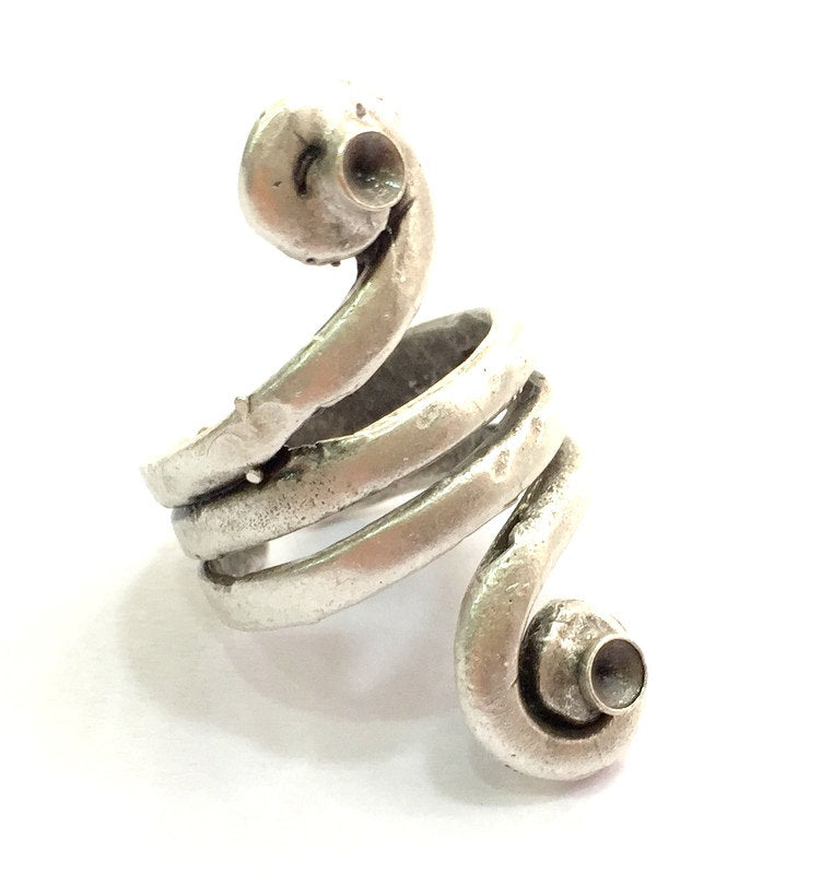 Adjustable Ring Blank, (4mm blank ) Antique Silver Plated Brass G9636