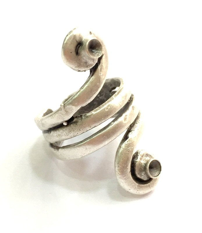 Adjustable Ring Blank, (4mm blank ) Antique Silver Plated Brass G9636