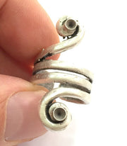 Adjustable Ring Blank, (4mm blank ) Antique Silver Plated Brass G9636